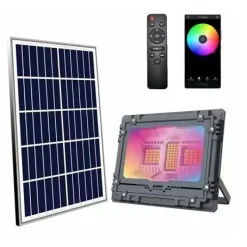 ELBAT FOCO SOLAR LED RGB 60W - 515LM - BLUETOOTH - BATERIA 5V/6AH - CONTROL REMOTO - IP67