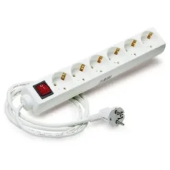 ELBAT REGLETA ALIMENTACION - 6 TOMAS SCHUKO - INTERRUPTOR ON/OFF - CABLE DE 1.50M