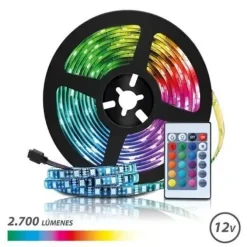ELBAT TIRA LED RGB 12V 2700LM - 30 LED POR METRO - CONTROL REMOTO - LONGITUD 5M