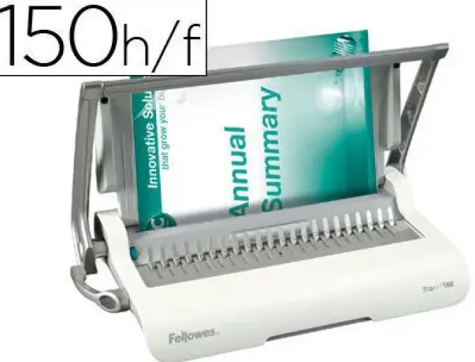 ENCUADERNADORA PARA CANUTILLO FELLOWES STAR+150 PERFORA 15 HOJAS TAMAÑO DIN A4 ENCUADERNA HASTA 150 HOJAS