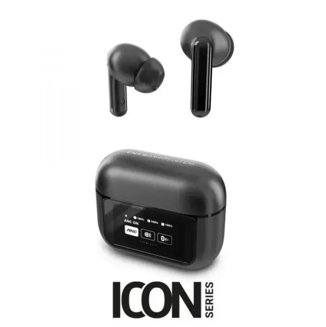 ENERGY SISTEM AURICULARES TRUE WIRELESS - PANTALLA EN ESTUCHE - ANC - MODO TRANSPARENCIA - BAJA LATENCIA - IPX5 - 30H DE REPRODUCCION - COLOR NEGRO