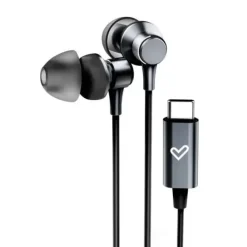 ENERGY SISTEM METALLIZED AURICULARES CON CABLE TIPO C - MICROFONO - CONTROLADOR DE 3 BOTONES - FUNDA DE TRANSPORTE - COLOR NEGRO