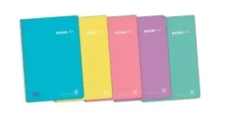 ENRI PLUS PACK DE 5 CUADERNOS ESPIRAL FORMATO FOLIO CUADRICULADO 4X4MM - 80 HOJAS 90GR CON MARGEN - CUBIERTA DE PLASTICO - COLORES PASTEL SURTIDOS
