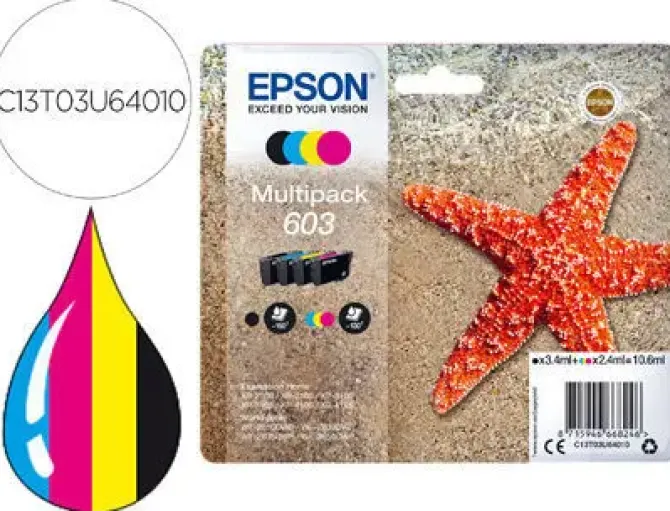 EPSON 603 PACK DE 4 CARTUCHOS DE TINTA ORIGINALES - C13T03U64010
