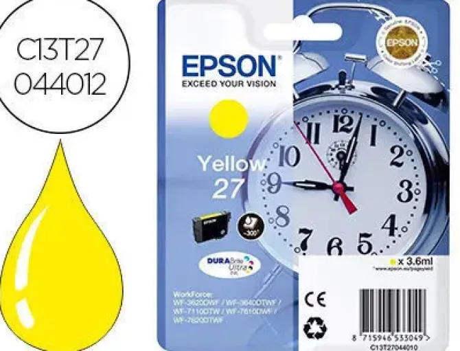 EPSON T2704 (27) AMARILLO CARTUCHO DE TINTA ORIGINAL - C13T27044012