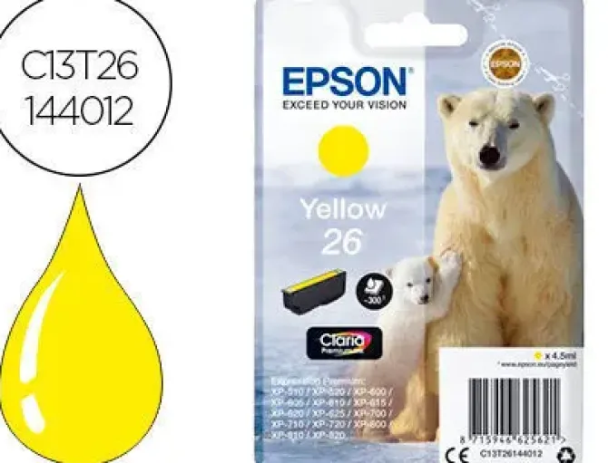 EPSON T2614 (26) AMARILLO CARTUCHO DE TINTA ORIGINAL - C13T26144012