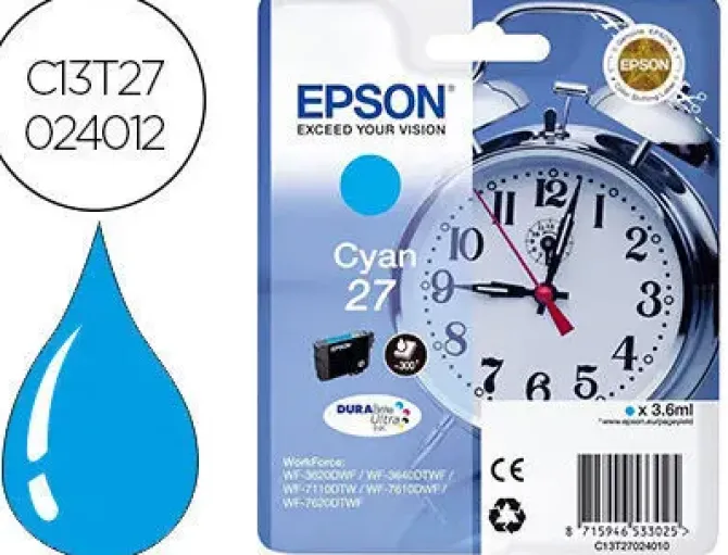 EPSON T2702 (27) CYAN CARTUCHO DE TINTA ORIGINAL - C13T27024012