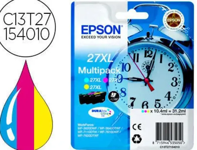 EPSON T2715 (27XL) PACK DE 3 CARTUCHOS DE TINTA ORIGINALES - C13T27154012