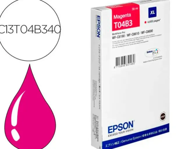 EPSON T04B3 MAGENTA CARTUCHO DE TINTA ORIGINAL - C13T04B340/C13T04B34N