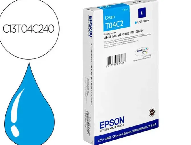 EPSON T04C2 CYAN CARTUCHO DE TINTA ORIGINAL - C13T04C240/C13T04C24N