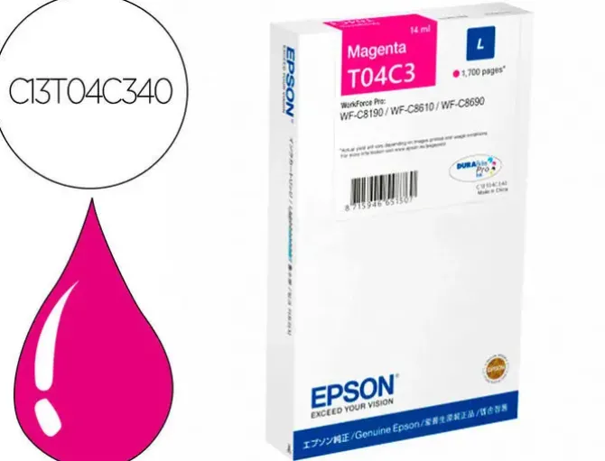 EPSON T04C3 MAGENTA CARTUCHO DE TINTA ORIGINAL - C13T04C340/C13T04C34N