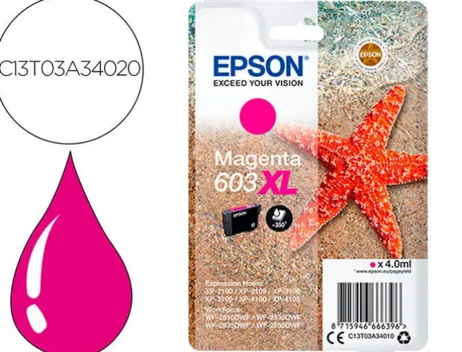 EPSON 603XL MAGENTA CARTUCHO DE TINTA ORIGINAL - C13T03A34010