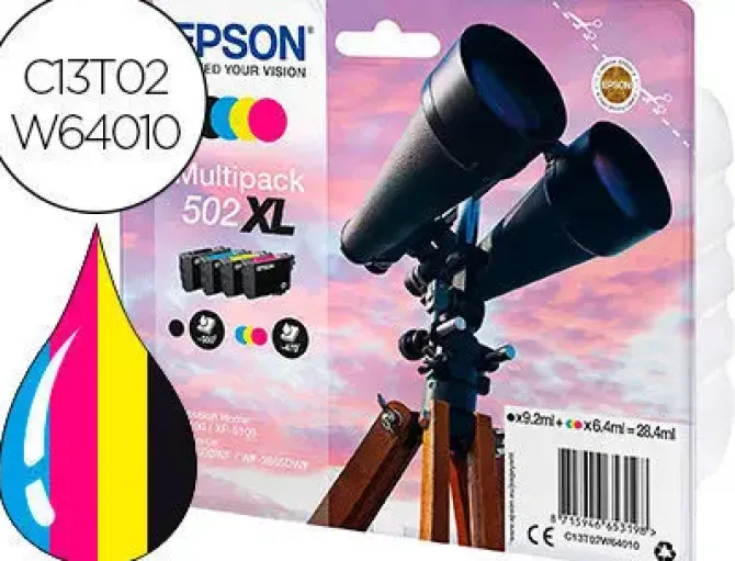 EPSON 502XL PACK DE 4 CARTUCHOS DE TINTA ORIGINALES - C13T02W64010