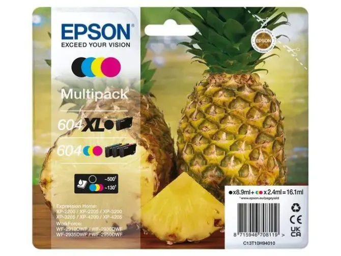 EPSON 604XL/604 PACK DE 4 CARTUCHOS DE TINTA ORIGINALES - C13T10H94010