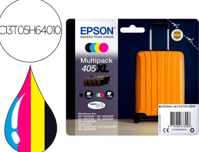 EPSON 405XL PACK DE 4 CARTUCHOS DE TINTA ORIGINALES - C13T05H64010
