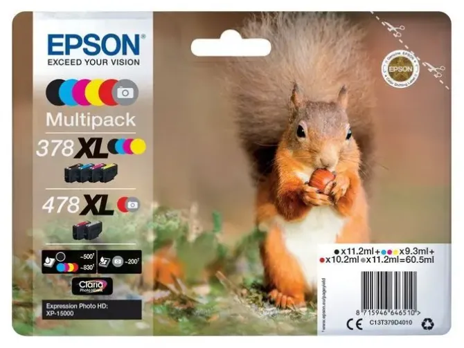 EPSON 378XL/478XL PACK DE 6 CARTUCHOS DE TINTA ORIGINALES - C13T379D4010