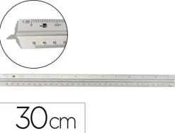 ESCALA LIDERPAPEL ALUMINIO FORMA TRIANGULAR CON FUNDA PROTECTORA LONGITUD 30 CM 1:100/1:200/1:250/1:300/1:500