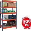 ESTANTERIA METALICA AR STORAGE 192X100X50CM 5 ESTANTES 300KG POR ESTANTE BANDEJAS DE MADERASIN TORNILLOS AZUL NARANJA