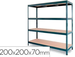 ESTANTERIA METALICA AR STOCKER 200X200X70 CM 4 ESTANTES 450 KG POR ESTANTE BANDEJA DE MADERA SIN