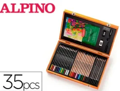 ESTUCHE DE PINTURA DERWENT ACADEMY MADERA LAPICES DE COLORES 35 PIEZAS