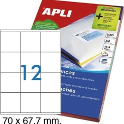 ETIQ. 0A4 INK LASER 070X067.7 100H. 1200U. BLANC.