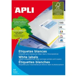 ETIQUETA ADHESIVA APLI 1295 TAMAÑO 70X50,8 MM FOTOCOPIADORA LASER INK-JET CAJA CON 100 HOJAS DIN A4