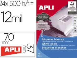 ETIQUETA ADHESIVA APLI 1783 70X37 MM PARA FOTOCOPIADORA LASER INK-JET CAJA DE 500 HOJAS