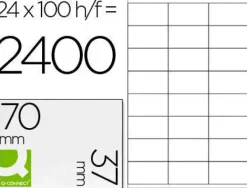 ETIQUETA ADHESIVA Q-CONNECT KF10647 TAMAÑO 70X37 MM FOTOCOPIADORA LASER INK-JET CAJA CON 100 HOJAS DIN A4