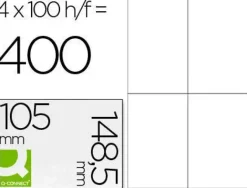 ETIQUETA ADHESIVA Q-CONNECT KF10660 TAMAÑO 105X148,5 MM FOTOCOPIADORA LASER INK-JET CAJA CON 100 HOJAS DIN A4