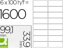 ETIQUETA ADHESIVA Q-CONNECT KF01584 TAMAÑO 99,1X33,9 MM FOTOCOPIADORA LASER INK-JET CAJA CON 100 HOJAS DIN A4