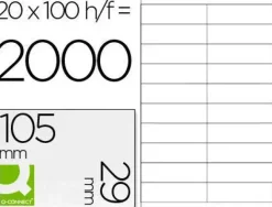 ETIQUETA ADHESIVA Q-CONNECT KF26093 TAMAÑO 105X29 MM FOTOCOPIADORA LASER INK-JET CAJA 100 H DIN A4 ESP.HACIENDA