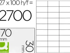 ETIQUETA ADHESIVA Q-CONNECT KF10642 TAMAÑO 70X30 MM FOTOCOPIADORA LASER INK-JET CAJA CON 100 HOJAS DIN A4