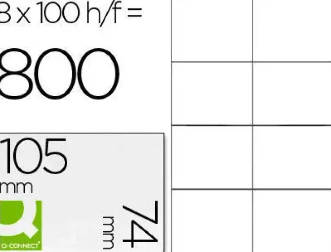 ETIQUETA ADHESIVA Q-CONNECT KF10659 TAMAÑO 105X74 MM FOTOCOPIADORA LASER INK-JET CAJA CON 100 HOJAS DIN A4