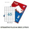 ETIQUETA PLUS A4 38X21,2MM 10HOJAS 650ETIQUETAS 035863