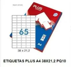 ETIQUETA PLUS A4 38X21,2MM 10HOJAS 650ETIQUETAS 035863