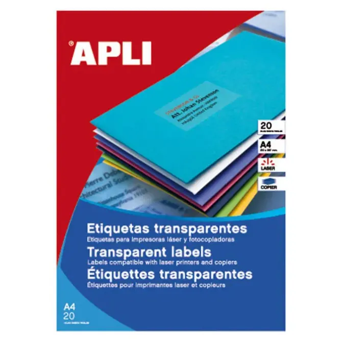 ETIQUETAS ADHESIVAS TRASLÚCIDAS APLI A4 99,1MMX38,