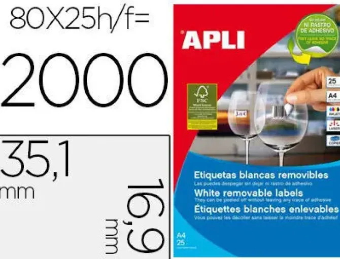 ETIQUETAS APLI A4 35.6X16.9 REMO/25H 002102