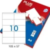 ETIQUETAS PLUS A4 105X57MM 10 HOJAS 100 ETIQUETAS 035849