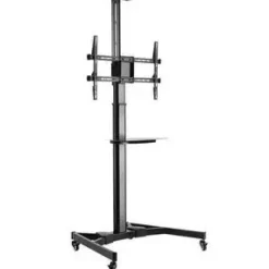 EWENT AISENS SOPORTE DE SUELO EW1440 CON RUEDA - BANDEJA - 37-70 - PESO MAXIMO SOPORTADO 50KG - COLOR NEGRO