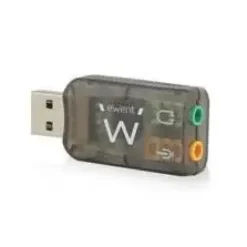 EWENT EW3751 ADAPTADOR USB AUDIO - 2 CONECTORES 3.5MM PARA MICROFONO Y ALTAVOCES - SONIDO 5.1 - COLOR NEGRO