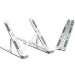 EWENT EW1266 SOPORTE PLEGABLE DE VIAJE - ALEACION DE ALUMINIO - ELEVA DE 5 A 15 CM TU PORTATIL - COLOR PLATA