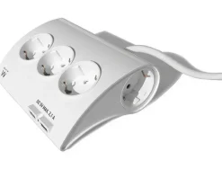 EWENT REGLETA DE ENERGIA - 5 ENCHUFES - VERSION SCHUKO - 16A - 2 PUERTOS USB - CABLE DE 1.5M - COLOR BLANCO