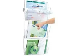 EXPOSITOR MURAL CEP DE PARED 3 BANDEJAS DIN A4 TRANSPARENTE 361X86X718 MM