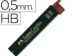 FABER-CASTELL MINAS SUPER-POLYMER PARA PORTAMINAS 0.5 MM HB - RESISTENTES Y SUAVES - ESTUCHE DE 12 MINAS