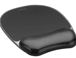 FELLOWES CRYSTAL ALFOMBRILLA CON REPOSAMUÑECAS DE GEL - RESISTENTE A LAS MANCHAS - 20X23CM - COLOR NEGRO