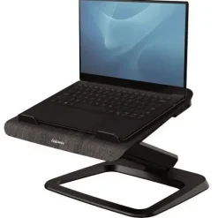 FELLOWES HANA SOPORTE PARA PORTATIL - SISTEMA DE MUELLE A GAS - INCLINACION MAXIMA 95º - 4 PUERTOS USB - BASE DE ALUMINIO Y PLATAFORMA DE MADERA - HASTA 29 PULGADAS - COLOR NEGRO