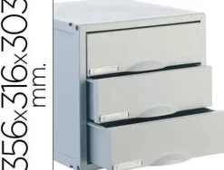 FICHERO CAJONES DE SOBREMESA ARCHISYSTEM 356X316X303 MM 3 CAJONES COLOR GRIS