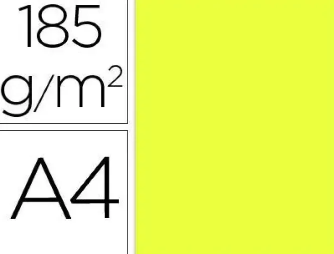 FILA CARTULINA GUARRO A4 185G AMARILLO LIMÓN200040154 MAK655391