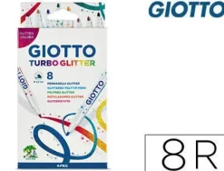 FILA GIOTTO TURBO GLITTER PACK DE 8 ROTULADORES - PUNTA FINA 2.8MM - TINTA AL AGUA - LAVABLE - COLORES SURTIDOS
