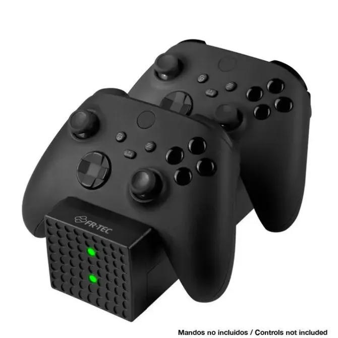 FR-TEC ESTACION DE CARGA DUAL CHARGING STATION COMPATIBLE CON XBOX SERIES X/S Y XBOX ONE - DISEÑO ELEGANTE - FUNCIONAMIENTO SENCILLO - LEDS INDICADORES DE CARGA - INCLUYE BATERIAS RECARGABLES DE 1200M